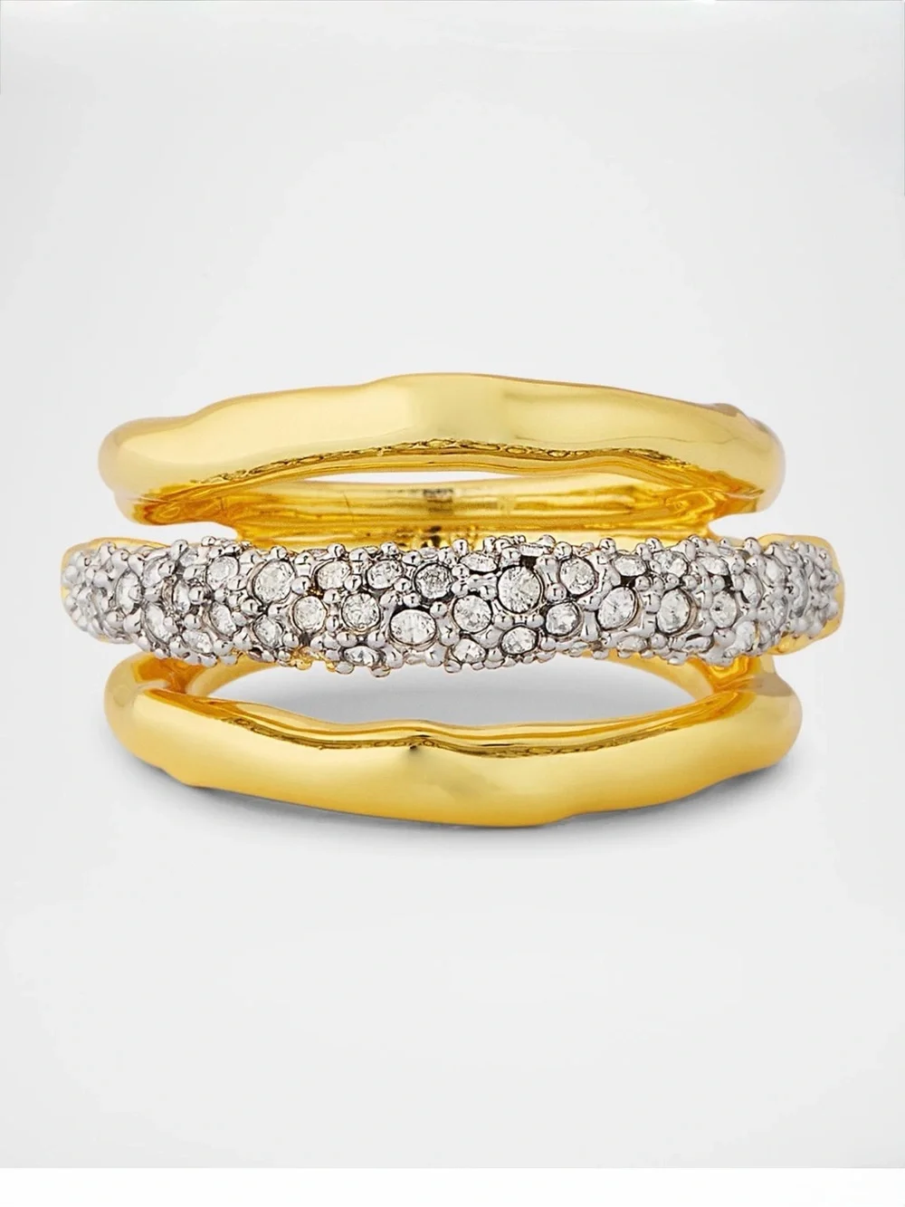 Alexis Bittar Crystal Orbiting Stacked Ring Size Solanales Gold Crystal AU20